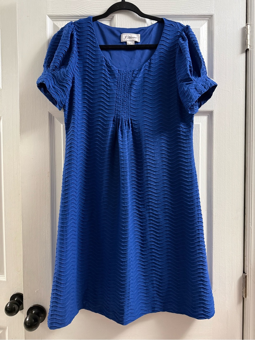 J Howard Royal Blue Textured Short Sleeve Dress